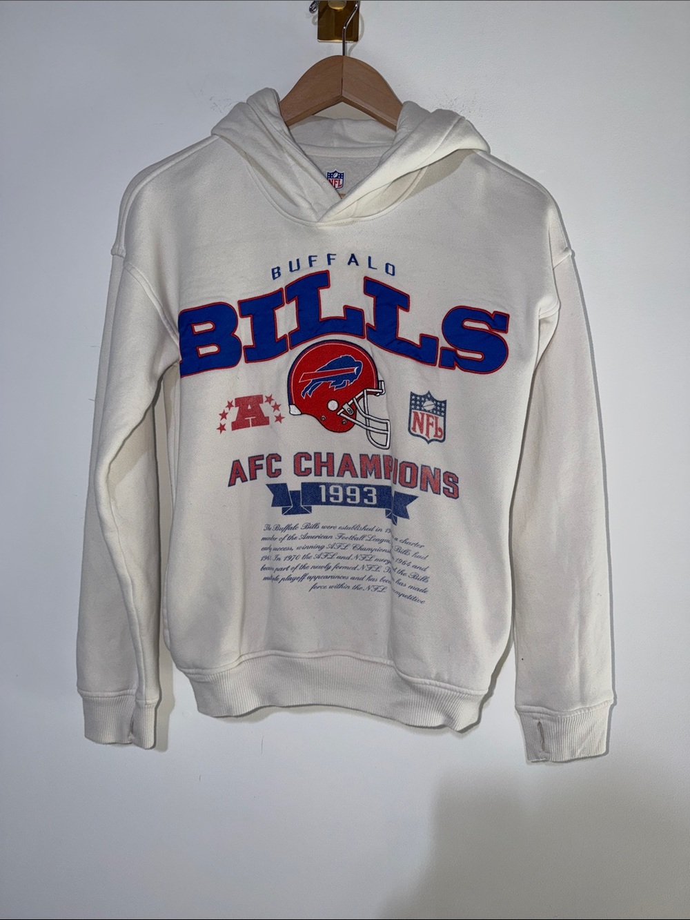 Abercrombie kids Buffalo Bills AFC Champions 1993 White Hoodie Sweatshirt s
